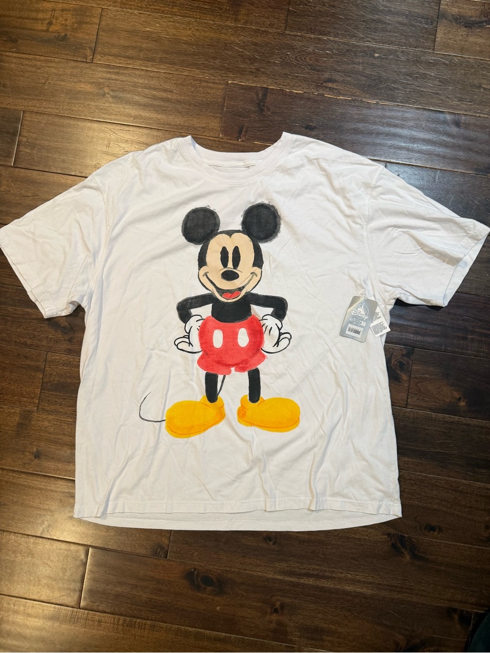 Disney White Short Sleeve Tee with Mickey Mouse Graphic